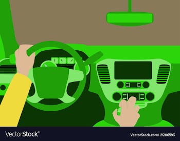 Human hands driving a car vector image