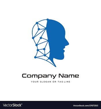 Human head technology logo design modern template vector image