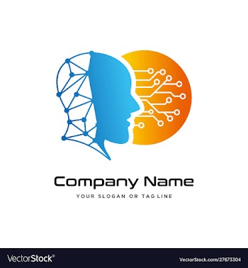 Human head technology logo design modern template vector image