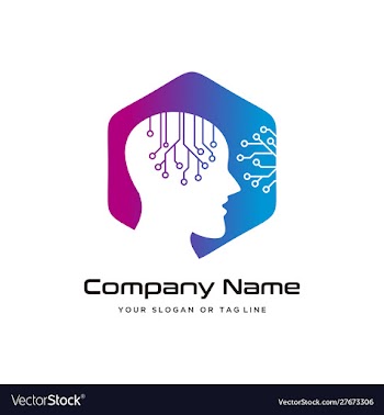 Human head technology logo design modern template vector image