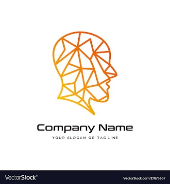 Human head technology logo design modern template vector image