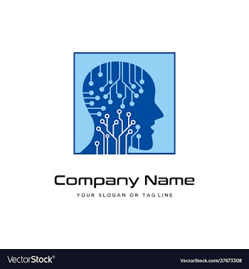 Human head technology logo design modern template vector image