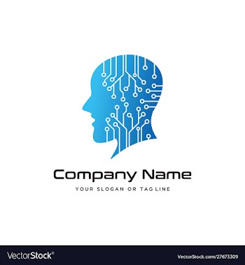 Human head technology logo design modern template vector image