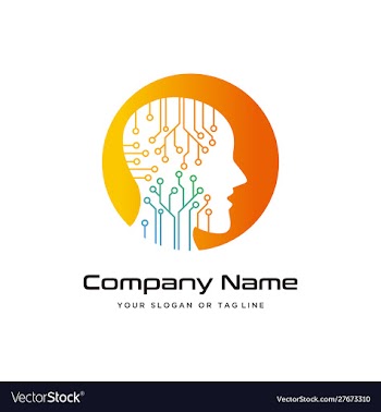 Human head technology logo design modern template vector image