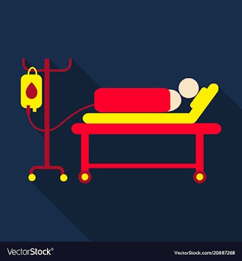 Human lying in bed at hospital ward patient with vector image