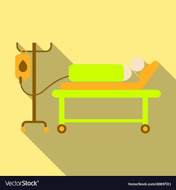 Human lying in bed at hospital ward patient with vector image