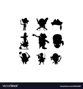 human pirates silhouette set icon