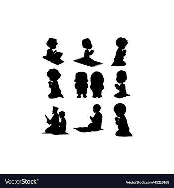 human pray set silhouette design