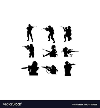 human shooting with sniper set silhouette design