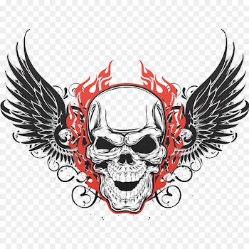 Human skull symbolism Wing Tattoo Skull art - Flying skulls 
