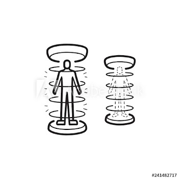 Human teleportation hand drawn outline doodle icon