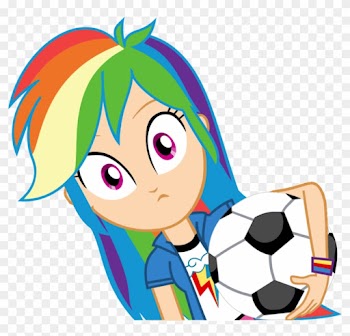 Humanized Eg Rainbow Dash With Soccer Ball By Michaelsety - Rainbow Dash Eg Front View