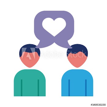humans figures with speech bubble and heart solidarity flat and fill