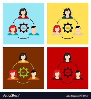 Humans in circle with gear inside icon isolated vector image