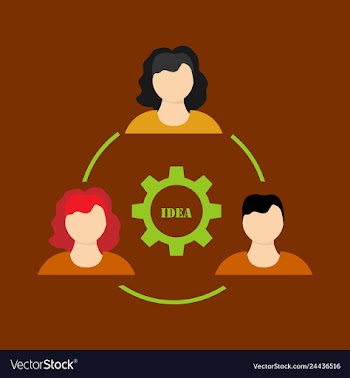 Humans in circle with gear inside icon isolated vector image
