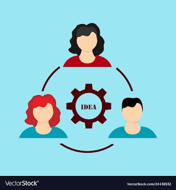 Humans in circle with gear inside icon isolated vector image
