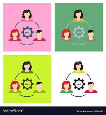 Humans in circle with gear inside icon isolated vector image