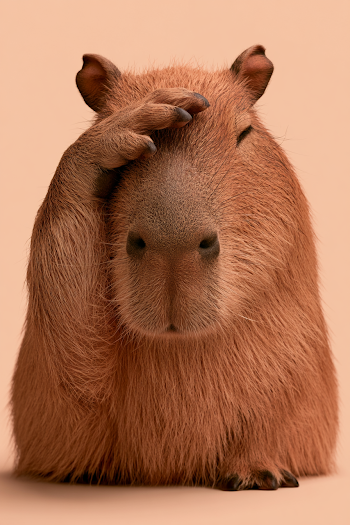 Humorous Capybara Facepalm Portrait