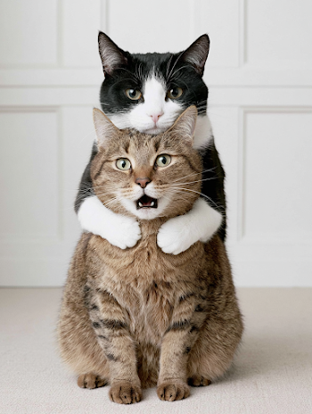 Humorous Cat Embrace