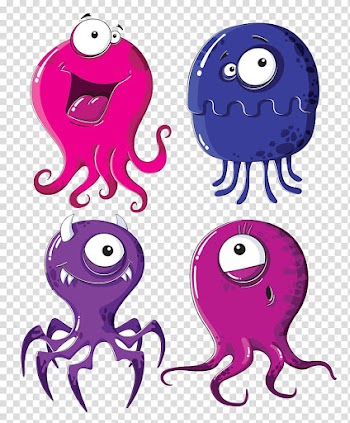 Humour Cartoon Illustration, Purple monster transparent background PNG clipart