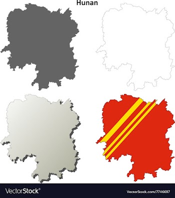 Hunan blank outline map set vector image