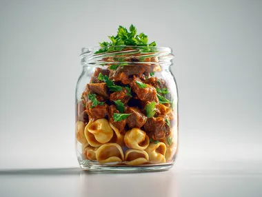 Hungarian Goulash with Orecchiette Pasta in a Jar Hungarian Goulash with Orecchiette Pasta in a Jar