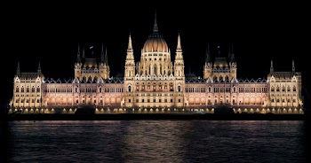 Hungarian Parliament Building View during Night