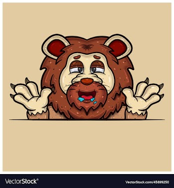 hungry face expression with lion cartoon