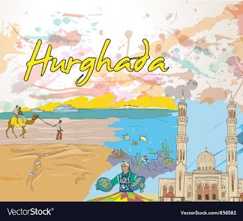 Hurghada doodles vector image