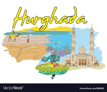 Hurghada doodles vector image