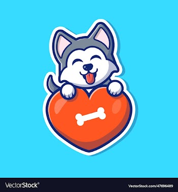 husky dog love cartoon
