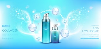 Hyaluronic acid collagen cosmetics packages Free Vector
