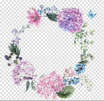 Hydrangea Wedding invitation Flower Illustration, Hand-painted watercolor flower design, assorted-color flowers illustration transparent background PNG clipart