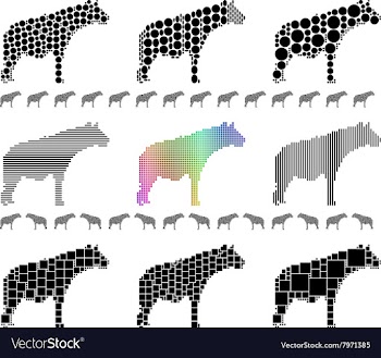 Hyena Silhouette Set vector image