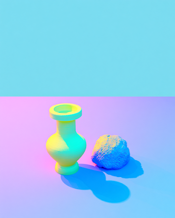 Hylomorphic Exploration: Clay Vessel and Lump on Clean Background