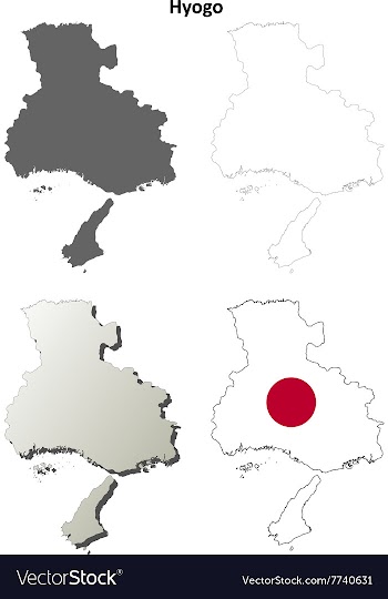Hyogo blank outline map set vector image