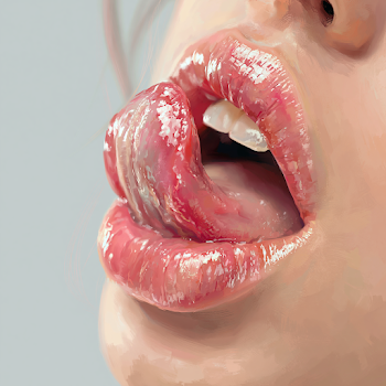 Hyper-Realistic Close-Up of Pink Lips and Tongue