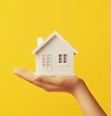 Hyper-Realistic Hand Holding a Model House Icon in Vector Style Hyper-Realistic Hand Holding a Model House Icon in Vector Style