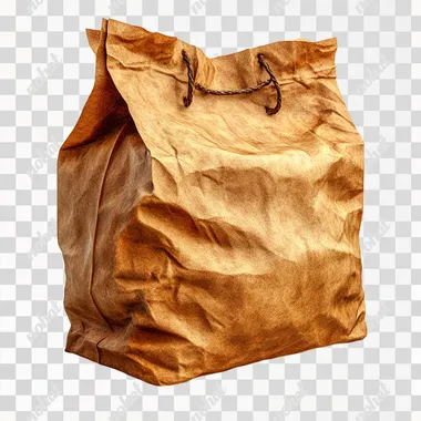 Hyper-Realistic Open Brown Paper Bag on White Background