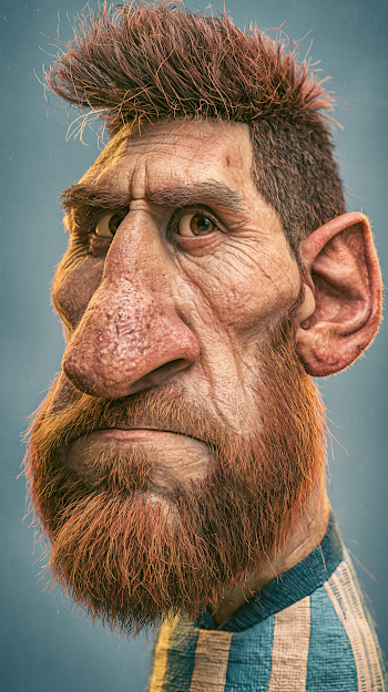 Hyperrealistic Caricature of a Soccer Legend