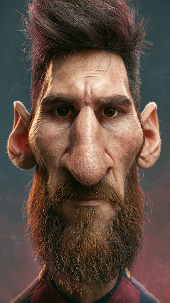 Hyperrealistic Caricature of a Soccer Star