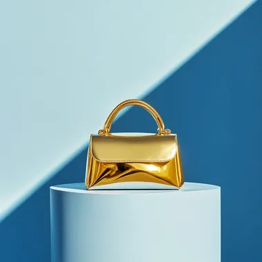 Hyperrealistic Minimalist Golden Handbag Photography