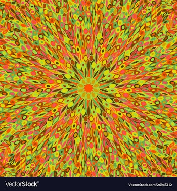 Hypnotic colorful radial flower mosaic background vector image