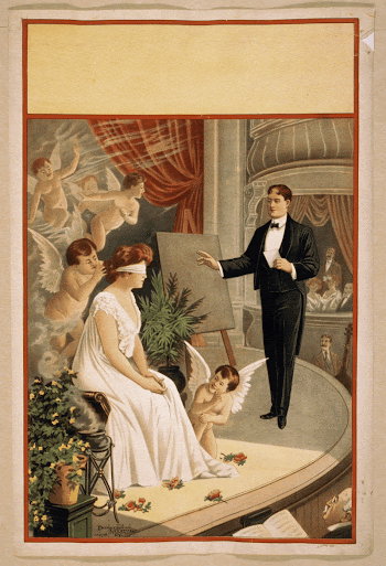 [Hypnotist and blindfolded woman with angels | Free Photo - rawpixel