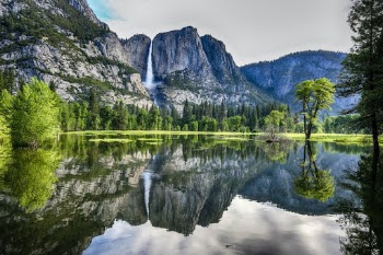 I arrived in Yosemite at 5:20 a.m. in order to catch the sunrise at Tunnel View, but the clouds ruined the view. So I wandered the valley for some other sight to behold and found this beautiful reflection in the flooded waters of Yosemite valley.