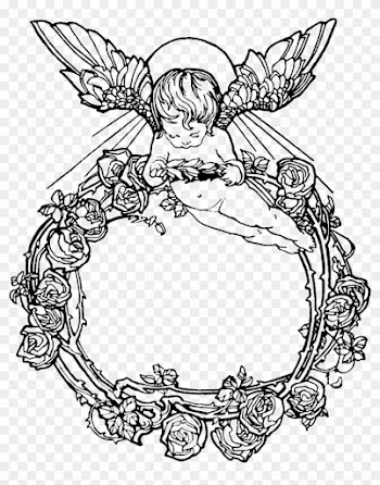 I Have Included Several Black Versions Of This Design - Angel Frame Vintage Freefont