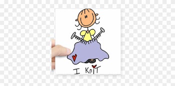 I Knit Stick Figure Square Sticker - Knit Tote Bag, Adult Unisex, Natural