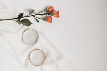 I love elegant and minimal images, and not to mention, anything that involves florals. Every week I purchase florals from Trader Joes and practice my photography skills shooting them with simple props from around home. Hence, the image you see here! Also, the lovely mini plates are from Magnolia!

 To shoot this image, I used natural lighting, and some foam board to style the props on. I will rearrange and crop for a variety as well!