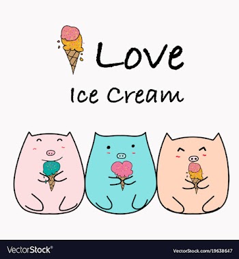 I love ice cream typography with pig and ice cream vector image