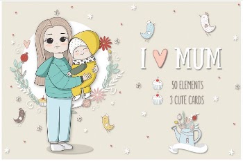 I love mom. Vector illustrations